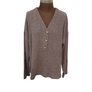 J. Jill Sweater 3 Button Jumper Knit Taupe Burnt Umber Women’s XL New With Tags